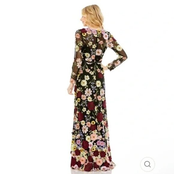 Mac Duggal 68201 3D Floral Appliqued Evening Gown Dress Size 18 NEW Garden Party - Picture 3 of 10